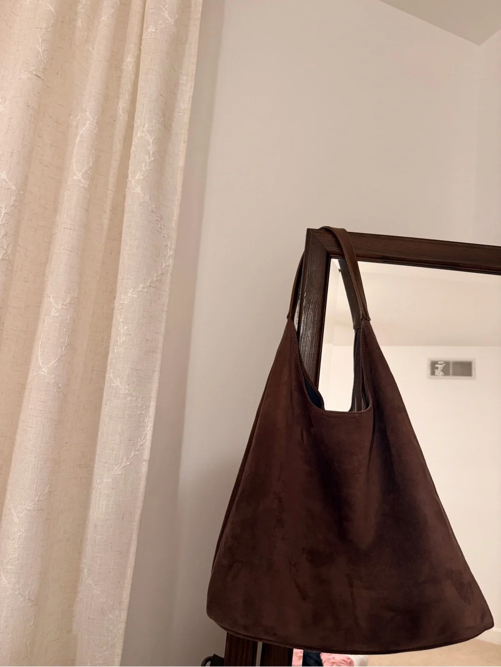 Brown Suede Hobo Shoulder Bag